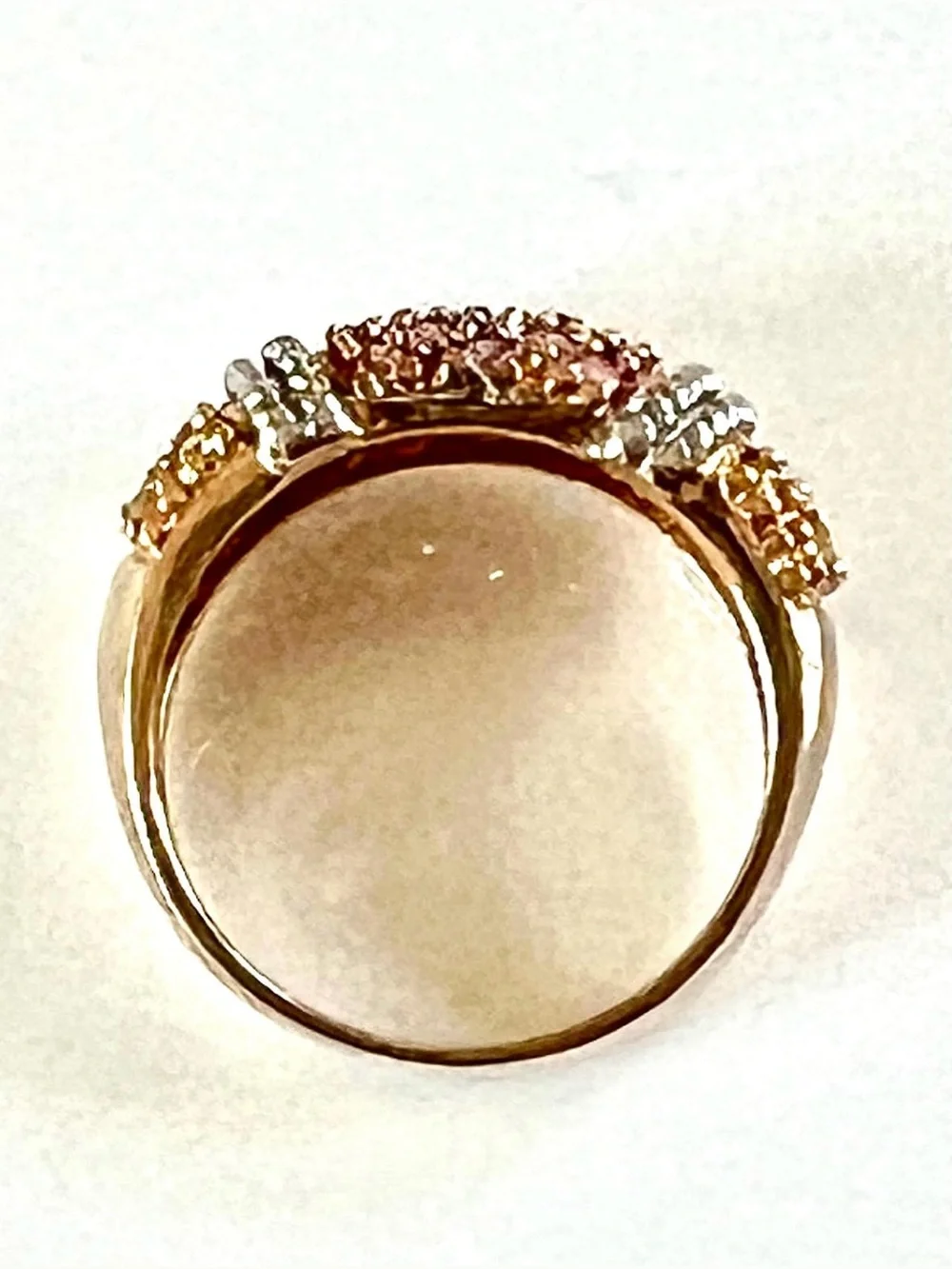 Ross Simons 925 Vermeil CZ Rose Pink Champagne Pavé Ring/Hoop Earrings Set sz 7